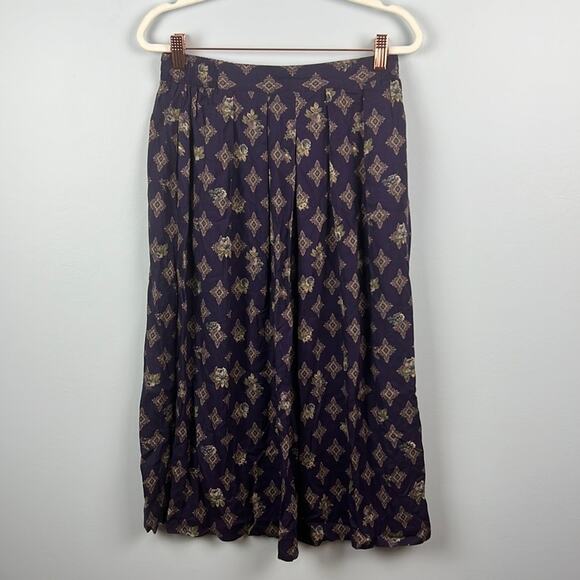 Vintage Jantzen floral pleated midi skirt size 8 - Picture 1 of 9
